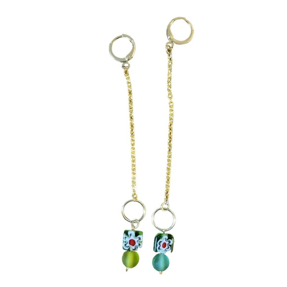Gold plated Huggie Sea Glass Earrings - Picture 1 of 2